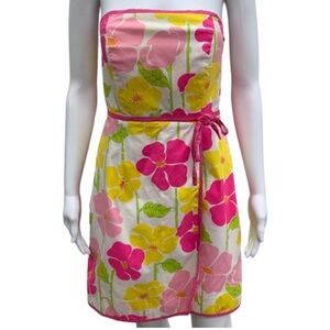 Lilly Pulitzer VTG white label women’s floral wrap dress pink and‎ white size 6